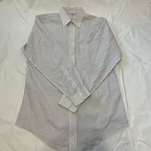 Brooks Brothers Shirt Mens 15 1/2 - 33 Navy White Striped Button Up Long Sleeve